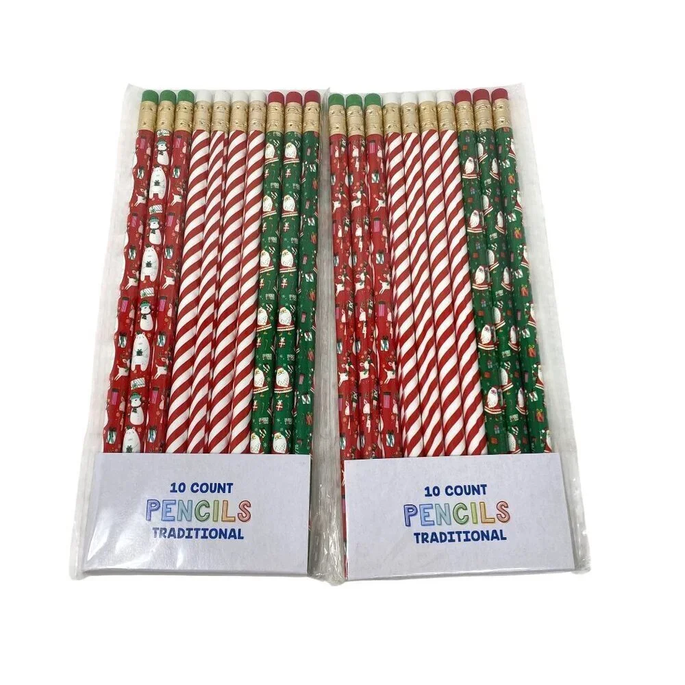 Holiday Christmas Traditional Pencils 2 Packs of 10 Count Pencils Treat Bags